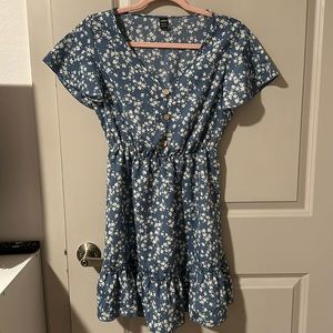 SHEIN Xs blue floral print dress